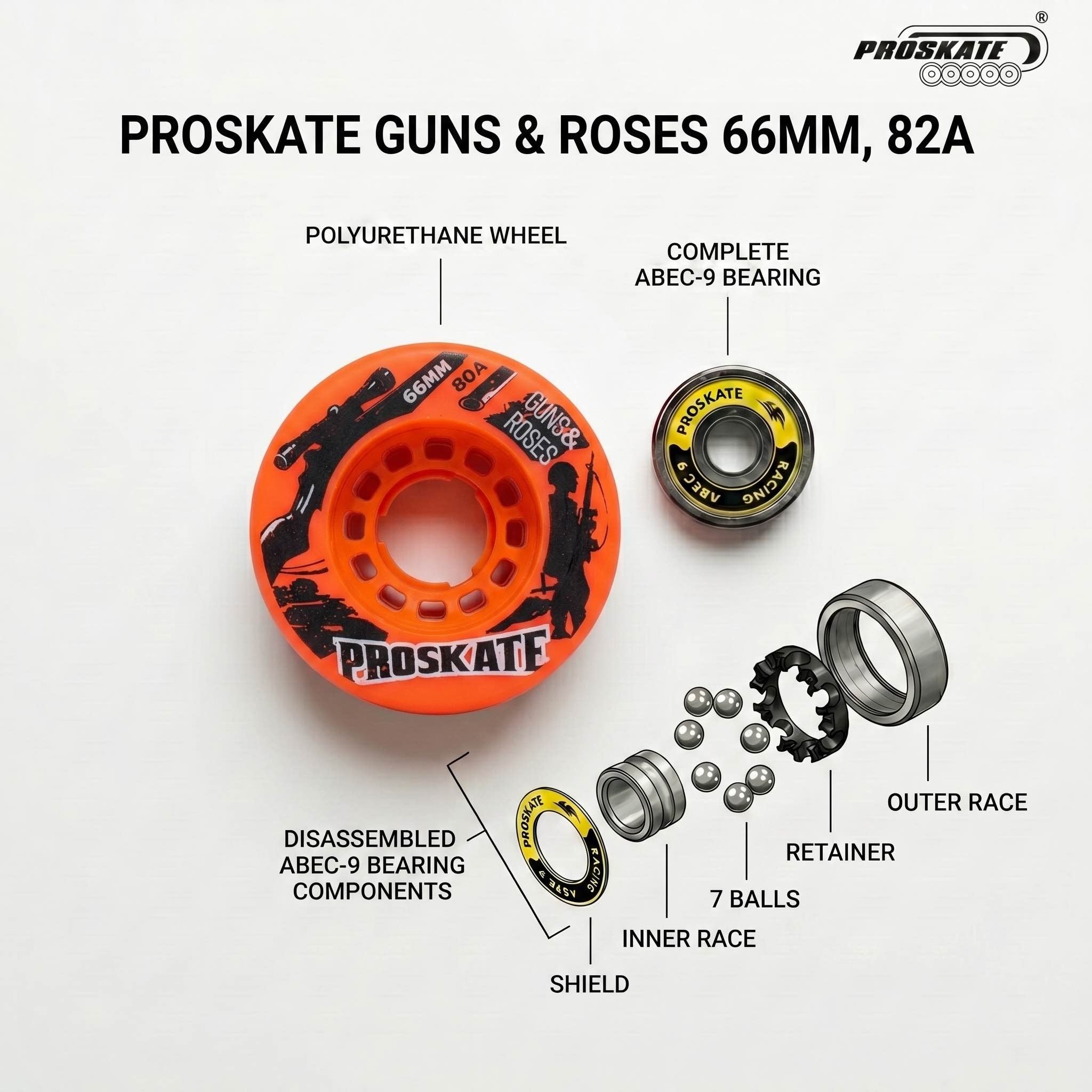 PROSKATE GUNS & ROSES QUAD ROAD SKATE