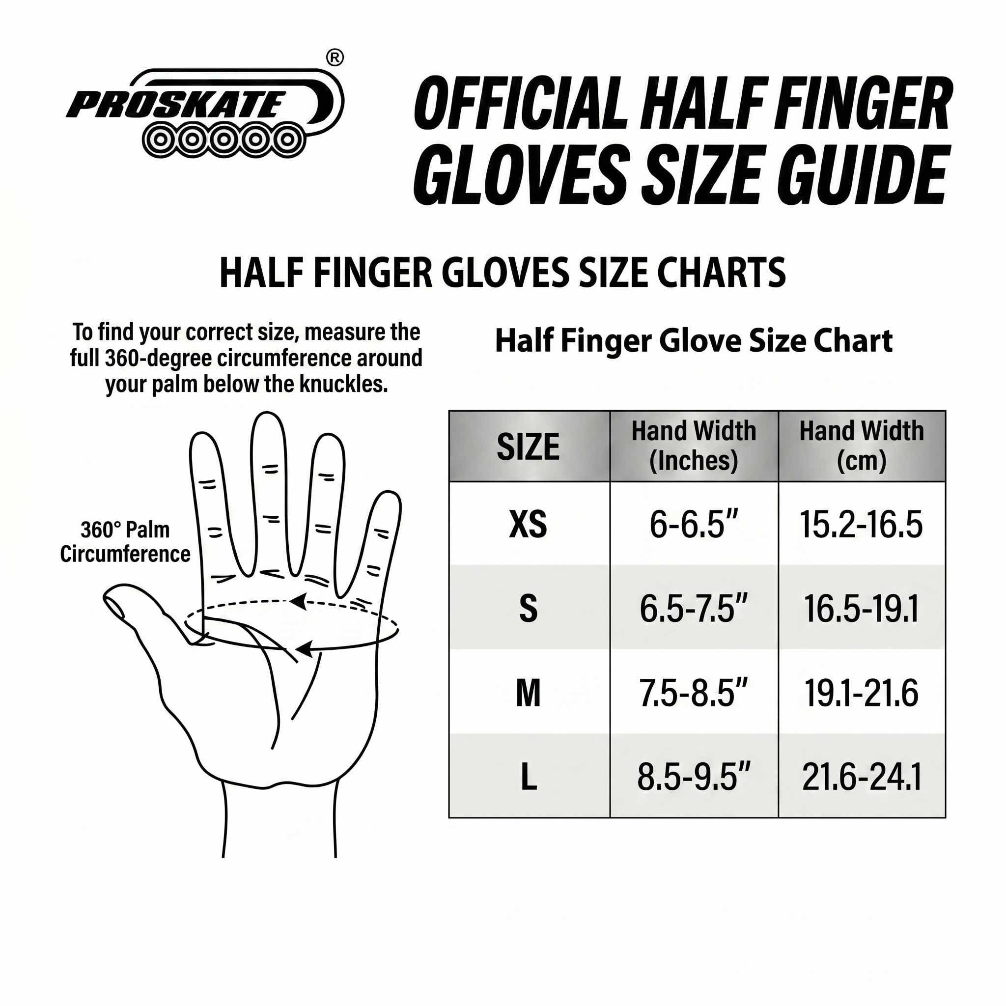 PROSKATE HALF FINGER GLOVE