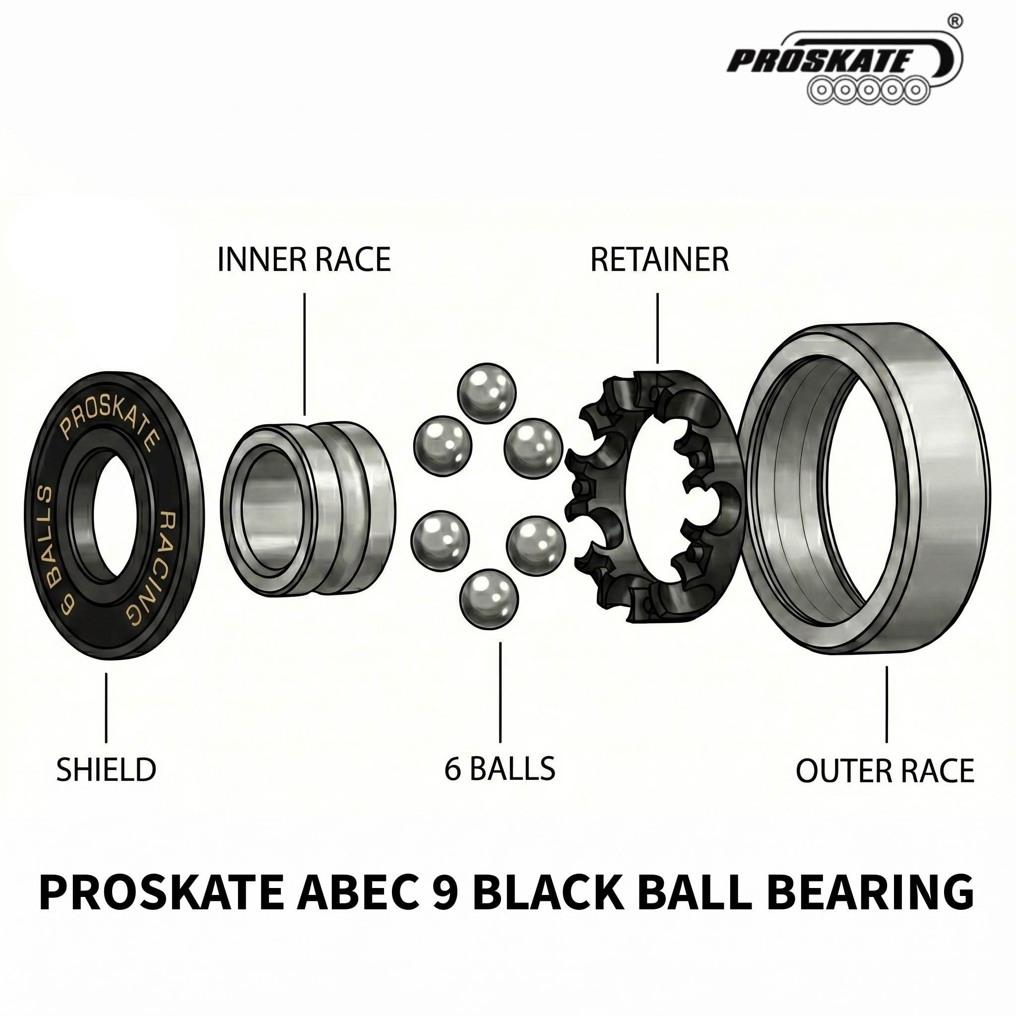 PROSKATE ABEC 9 BLACK BALL BEARING